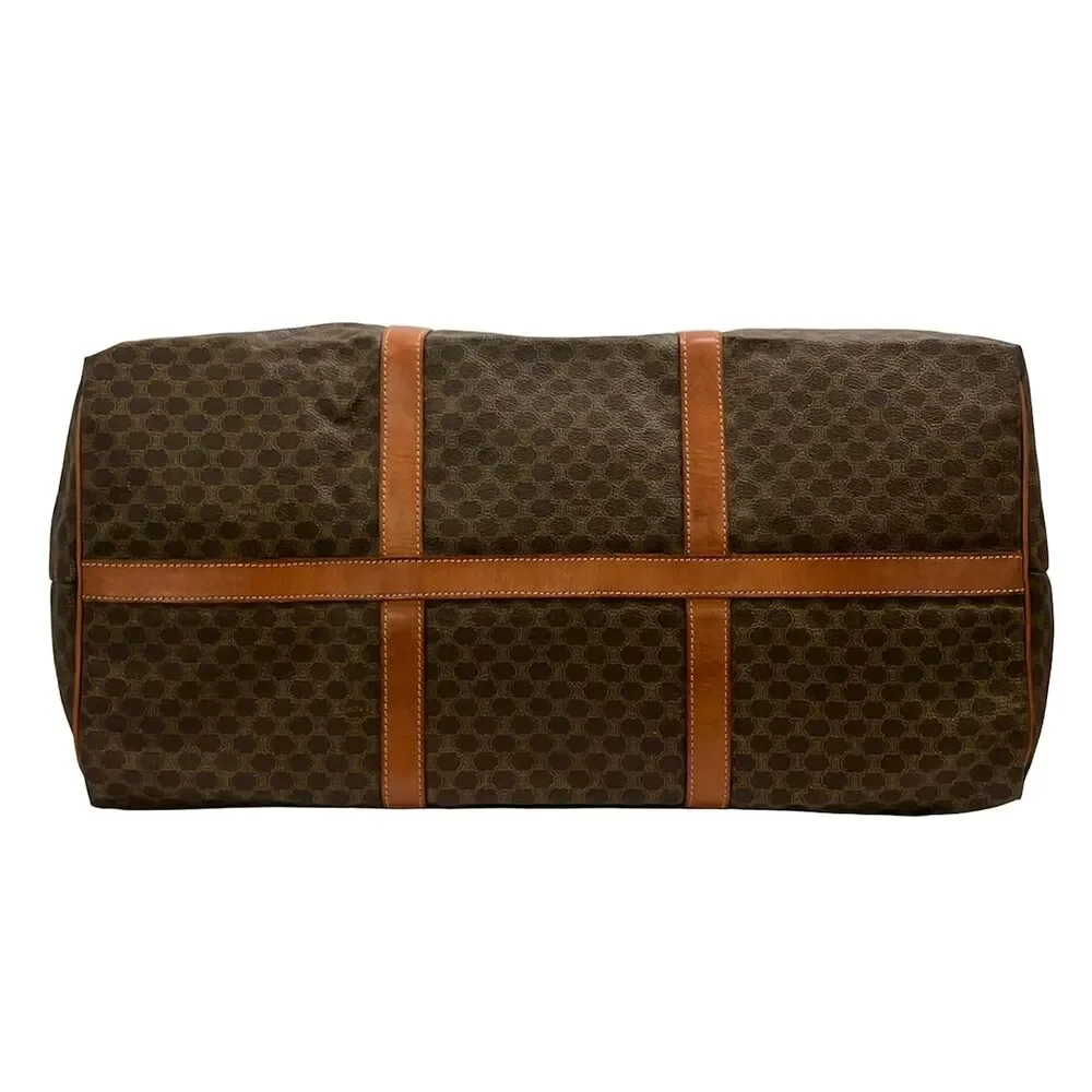 Celine Macadam Boston Bag Dark Beige Dark Brown PVC Leather